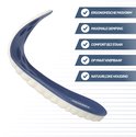 Blauw met witte schuimzool met ergonomische pasvorm en maximale demping.