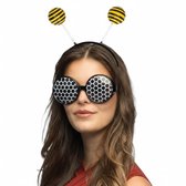 Boland Verkleed diadeem bijen/insect en bril - geel/zwart - volwassen - Carnaval