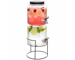 Secret de Gourmet Drankdispenser - 2 lagen - 3,8 liter - glas - limonadetap - met standaard