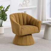 OKWISH Draaistoel 70 X 66 X 72 Cm - 360 Graden Draaibaar Ergonomisch - Voor Kantoor Woonkamer En Thuiskantoor - Ribfluweel - Mosterdgeel