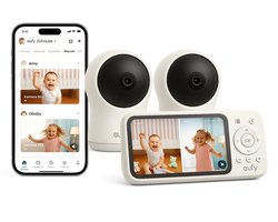 eufy Babyfoon C10 + Baby Monitor C10 Add-On Camera – 2K HD Camera – 4.5" Scherm – Pan & Tilt – Nachtzicht – Wi-Fi of Zonder Wi-Fi – 12 Uur Batterij – Beweging, Huilen & Geluid Detectie – Temperatuur Alarm – 2-weg Praten – VOX