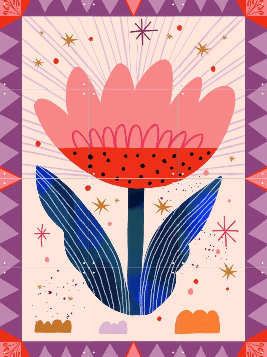 IXXI Tulp, Lena Addink - 60 x 80 cm - Gratis ophangtool - Grote wanddecoratie en posters - Geometrische Kunst, Grafisch Ontwerp, Abstract, Kleurrijk