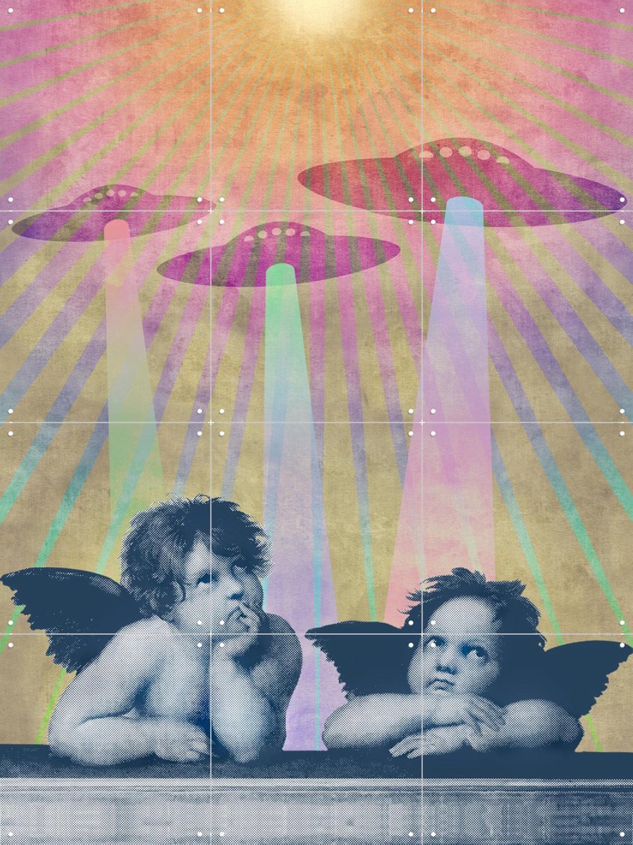 IXXI Meanwhile up in Heaven, Angelo Cerantola - 60 x 80 cm - Gratis ophangtool - Grote wanddecoratie en posters - Vintage, Illustraties, Fantasierijk