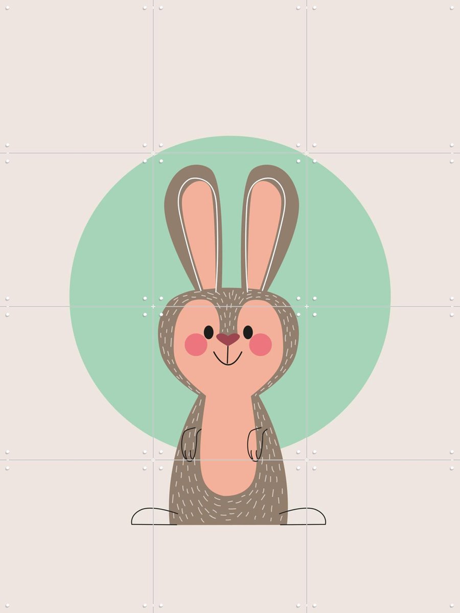 IXXI Rabbit, Jetske Kox - 60 x 80 cm - Gratis ophangtool - Grote wanddecoratie en posters - Speels, Illustraties, Cartoonesk, Digitale Kunst