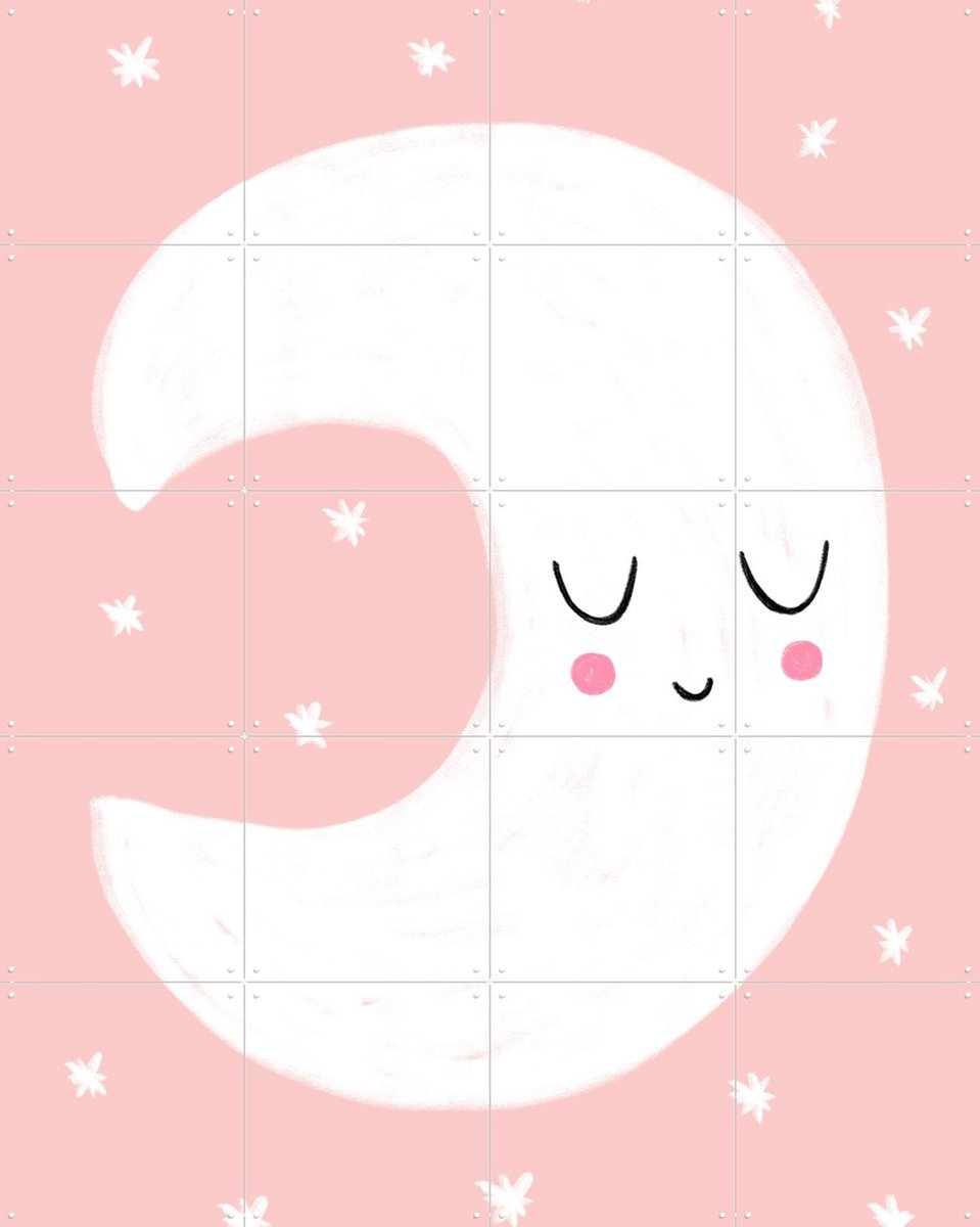 IXXI Little Rose Moon, BAINAI - 80 x 100 cm - Gratis ophangtool - Grote wanddecoratie en posters - Speels, Illustraties, Cartoonesk, Fantasierijk