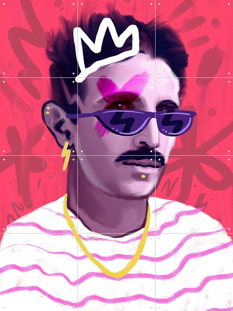 IXXI Nikola Tesla 2, Pop-art by Tadej - 60 x 80 cm - Gratis ophangtool - Grote wanddecoratie en posters - Digitale Kunst, Speels, Pop art