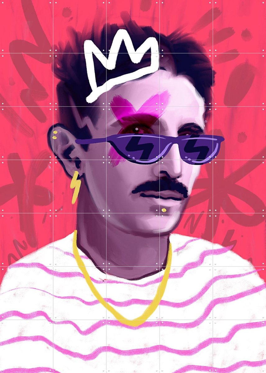 IXXI Nikola Tesla 2, Pop-art by Tadej - 100 x 140 cm - Gratis ophangtool - Grote wanddecoratie en posters - Digitale Kunst, Speels, Pop art