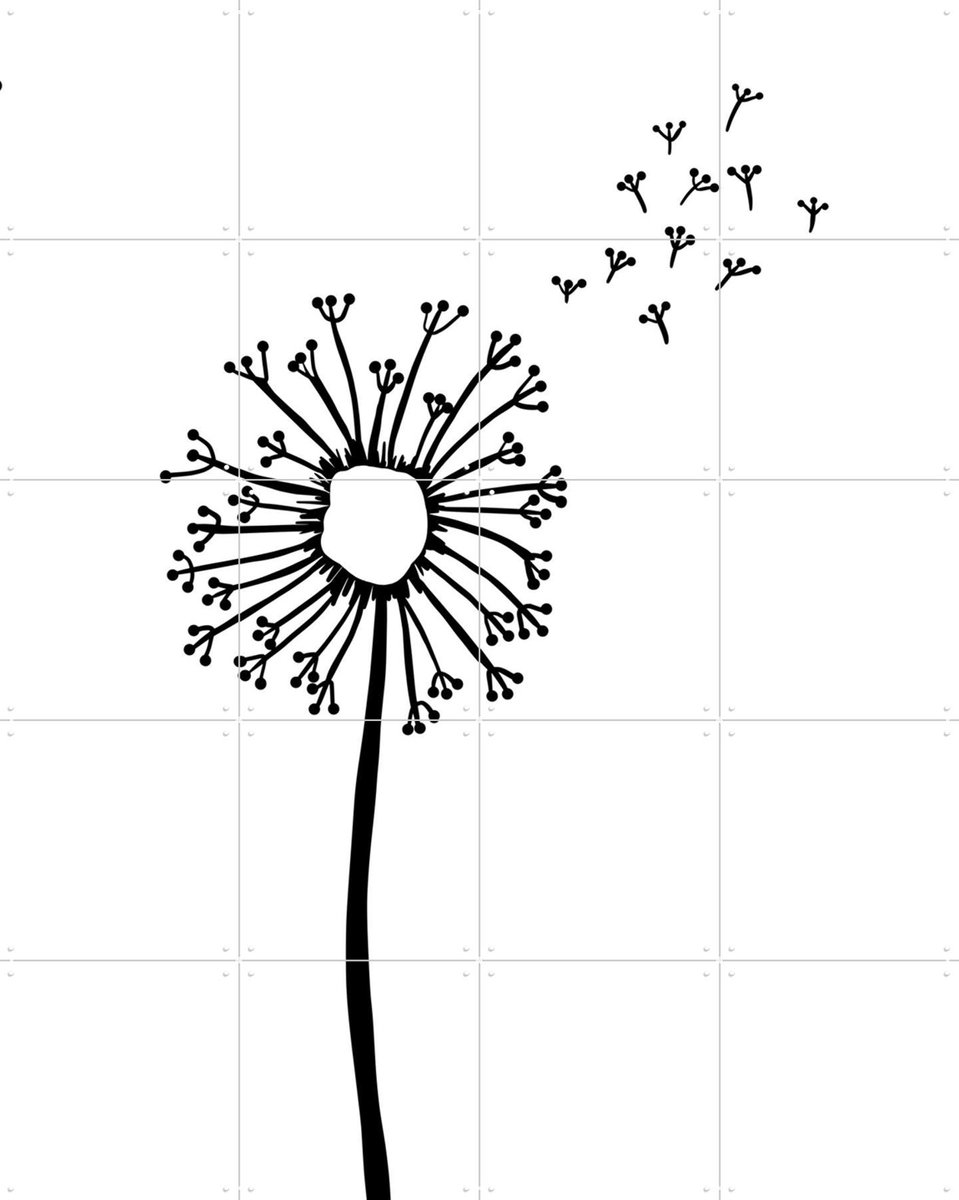 IXXI Dandelion Wish, BAINAI - 80 x 100 cm - Gratis ophangtool - Grote wanddecoratie en posters - Line art, Minimalisme, Illustraties, Kinderkamer
