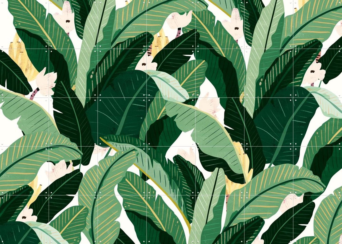 IXXI Banana Leaf Neutral White, Lotte Dirks - 140 x 100 cm - Gratis ophangtool - Grote wanddecoratie en posters - Illustraties, Grafisch Ontwerp