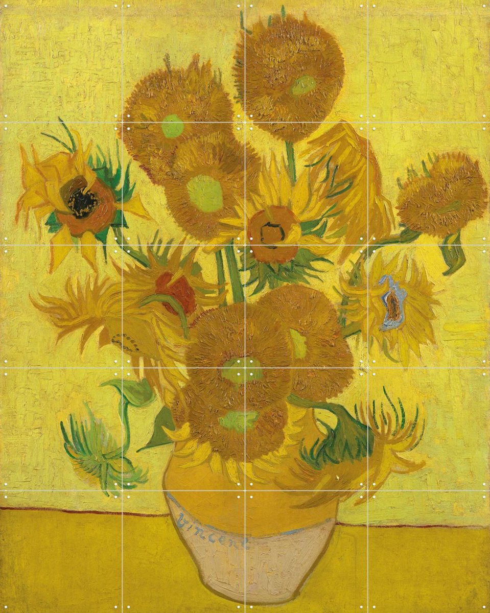 IXXI Zonnebloemen (1889), Vincent van Gogh (1853 - 1890) & Van Gogh Museum - 80 x 100 cm - Gratis ophangtool - Grote wanddecoratie en posters -