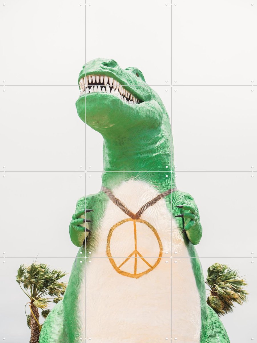 IXXI Cabazon T-Rex, Pati Photography - 60 x 80 cm - Gratis ophangtool - Grote wanddecoratie en posters - Kleurrijk, Fotografie, Speels, Pop art