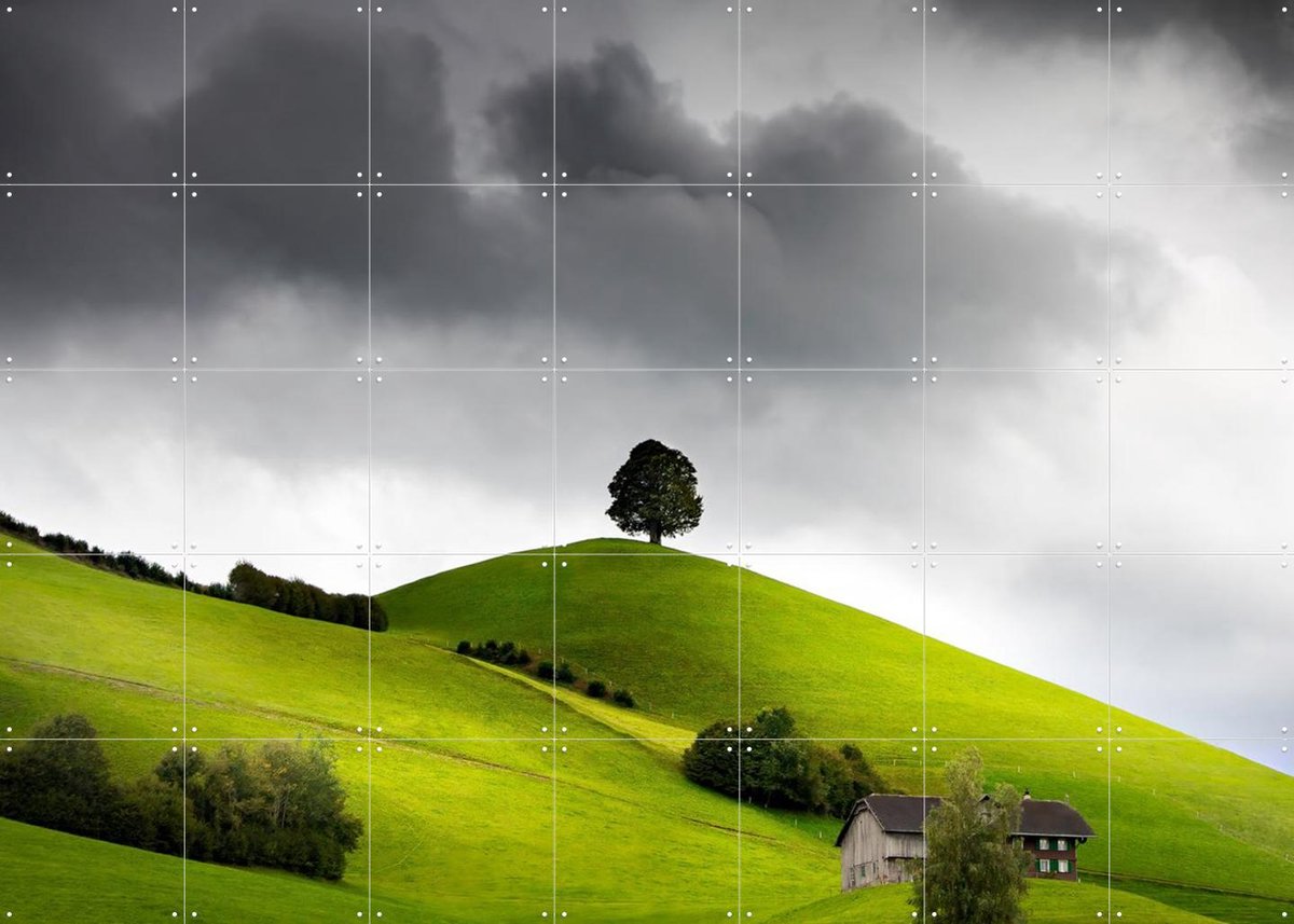 IXXI Swiss Green Hills, Claire Droppert - 140 x 100 cm - Gratis ophangtool - Grote wanddecoratie en posters - Fotografie, Naturalisme, Woonkamer