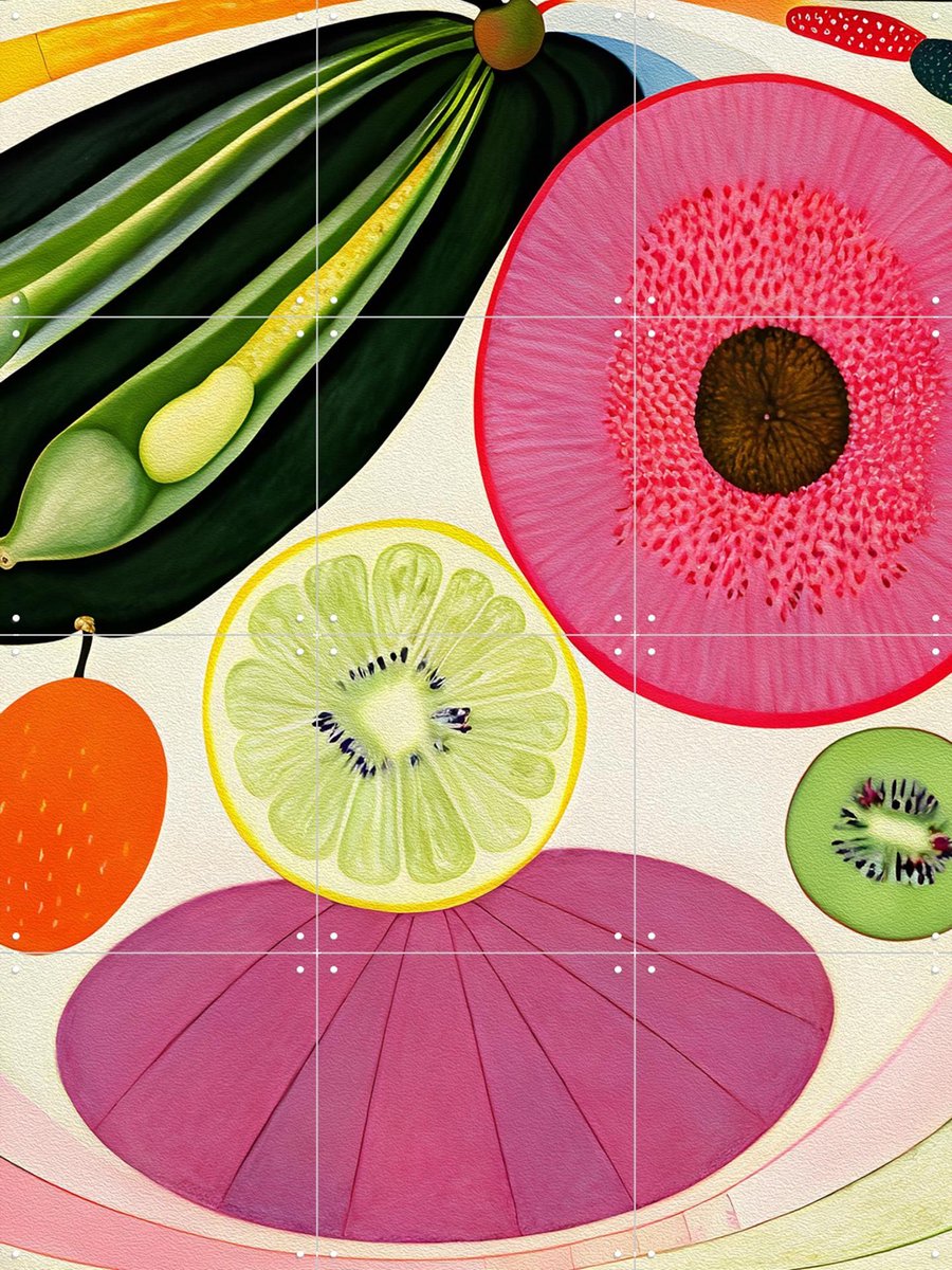 IXXI Fruit Symphony, Artclaud - 60 x 80 cm - Gratis ophangtool - Grote wanddecoratie en posters - Illustraties, Abstract, Kleurrijk, Woonkamer