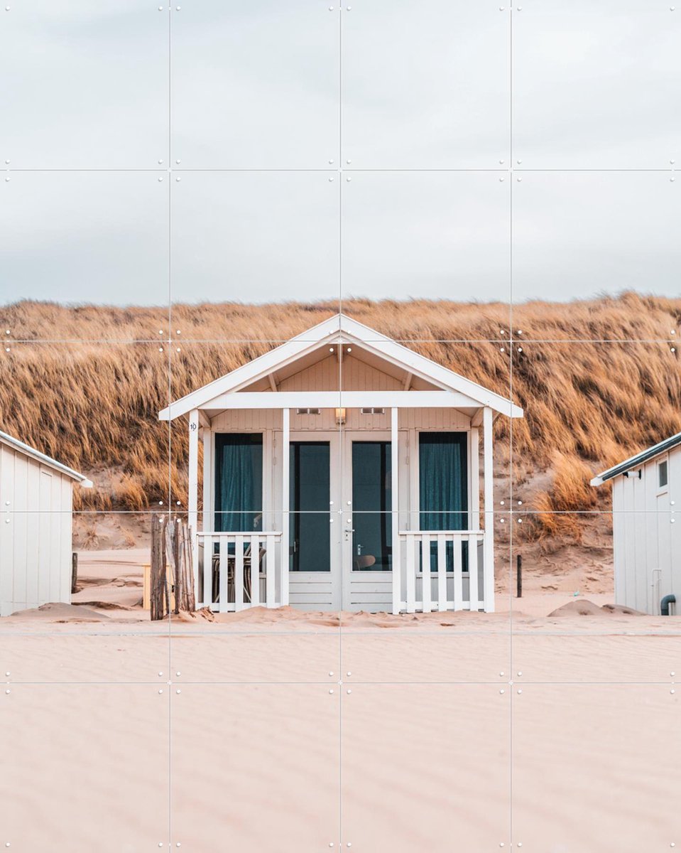 IXXI Beach Houses, Teun de Leede & Kunst in Kaart - 80 x 100 cm - Gratis ophangtool - Grote wanddecoratie en posters - Fotografie, Minimalisme
