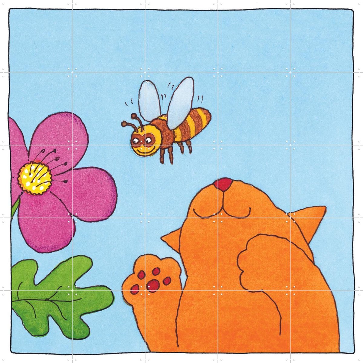 IXXI Dikkie Dik met Bij, Dikkie Dik - 100 x 100 cm - Gratis ophangtool - Grote wanddecoratie en posters - Kleurrijk, Speels, Illustraties, Cartoonesk