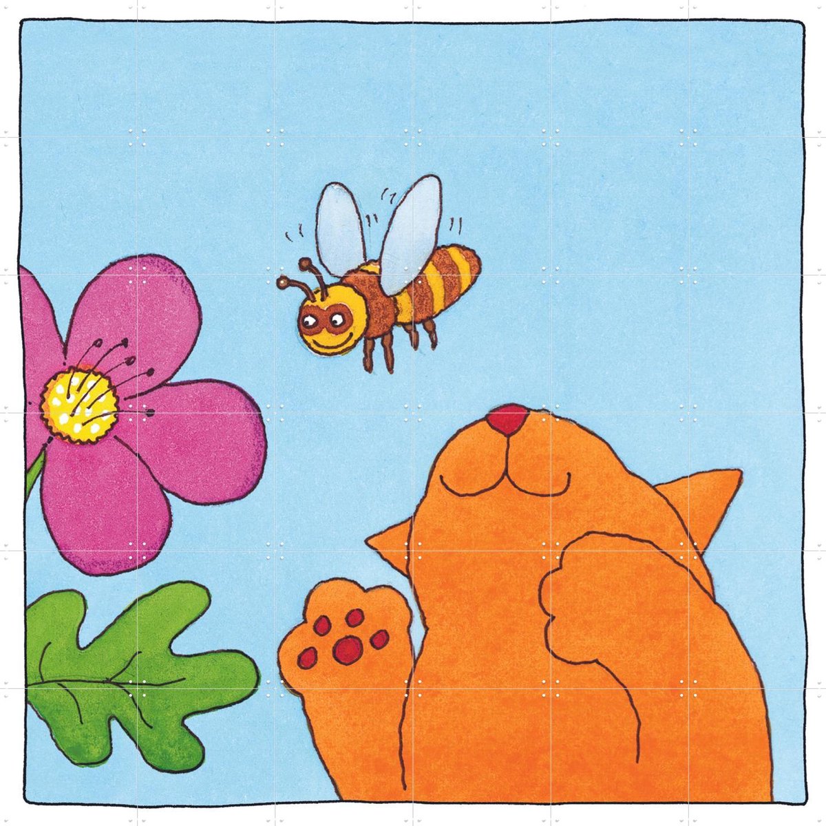 IXXI Dikkie Dik met Bij, Dikkie Dik - 120 x 120 cm - Gratis ophangtool - Grote wanddecoratie en posters - Kleurrijk, Speels, Illustraties, Cartoonesk
