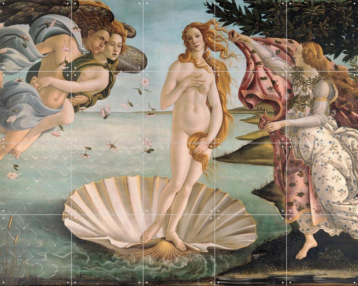 IXXI The Birth of Venus, Sandro Botticelli & Bridgeman Images - 100 x 80 cm - Gratis ophangtool - Grote wanddecoratie en posters - Klassiek, Olieverf