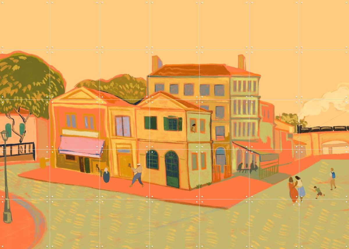 IXXI The Yellow House, Arty Guava & Van Gogh 21st Century - 140 x 100 cm - Gratis ophangtool - Grote wanddecoratie en posters - Kleurrijk, Digitale