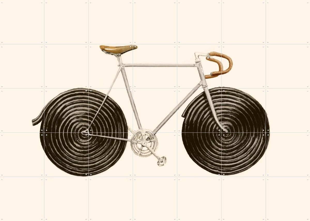 IXXI Licorice Bike, Florent Bodart - 140 x 100 cm - Gratis ophangtool - Grote wanddecoratie en posters - Vintage, Illustraties, Fantasierijk, Speels