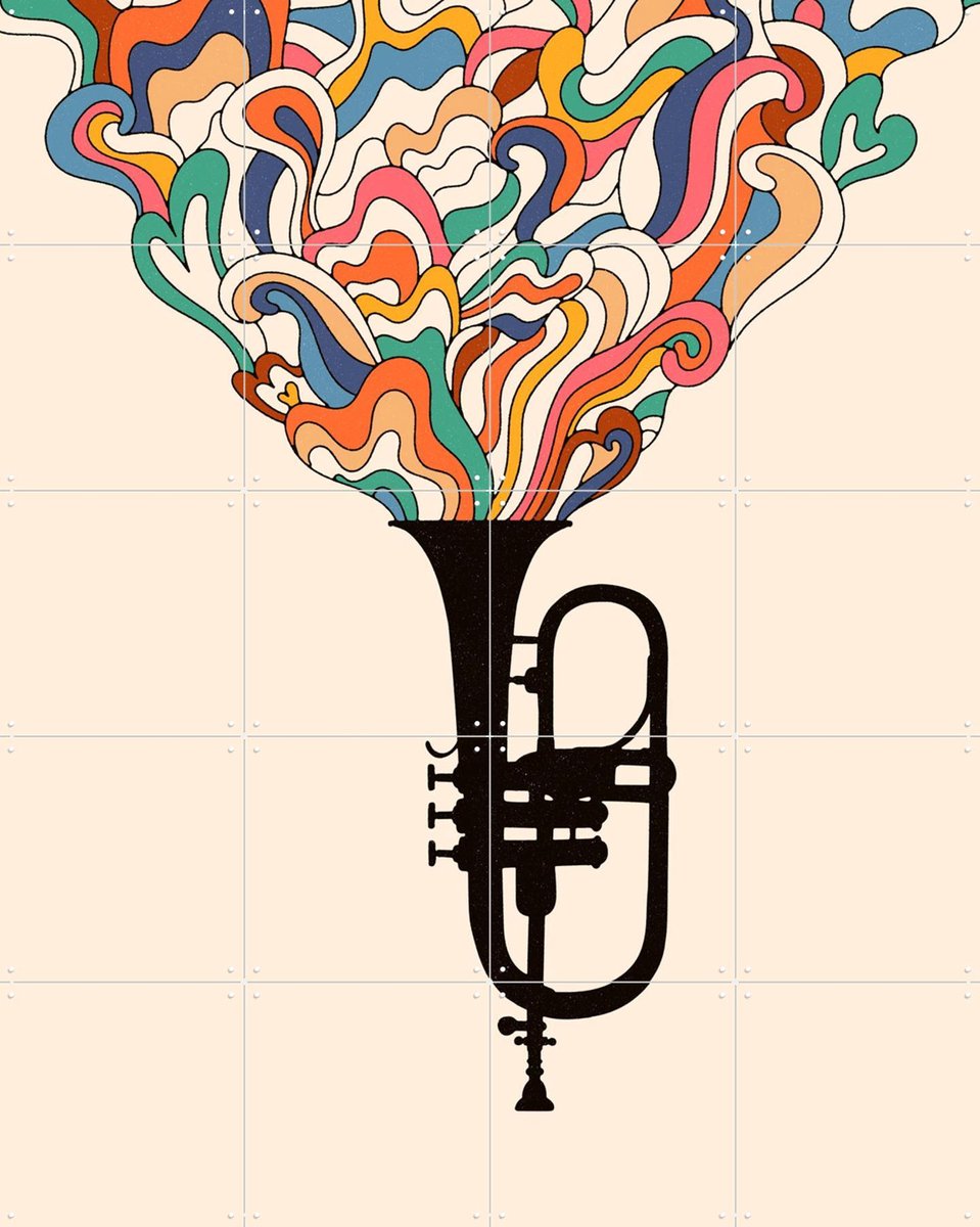 IXXI Jazz, Florent Bodart - 80 x 100 cm - Gratis ophangtool - Grote wanddecoratie en posters - Grafisch Ontwerp, Pop art, Illustraties, Kleurrijk