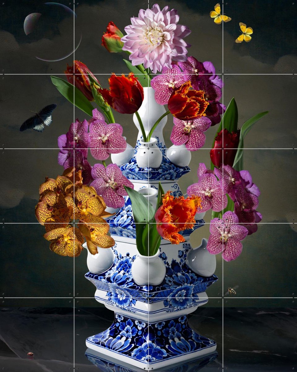 IXXI Heinen Delfts Blauw bright, Sander van Laar - 80 x 100 cm - Gratis ophangtool - Grote wanddecoratie en posters - Kleurrijk, Klassiek, Fotografie
