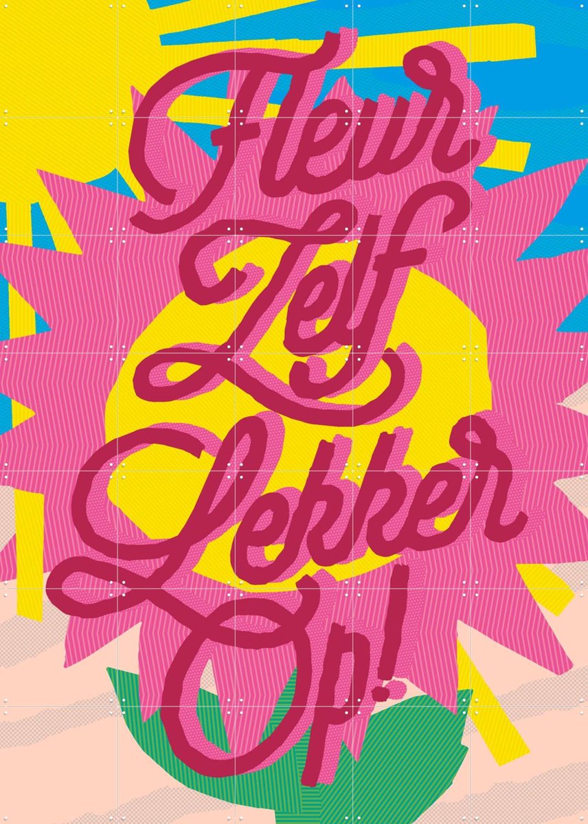 IXXI Fleur Zelf Lekker Op, Studio Turbo - 100 x 140 cm - Gratis ophangtool - Grote wanddecoratie en posters - Illustraties, Pop art, Grafisch Ontwerp