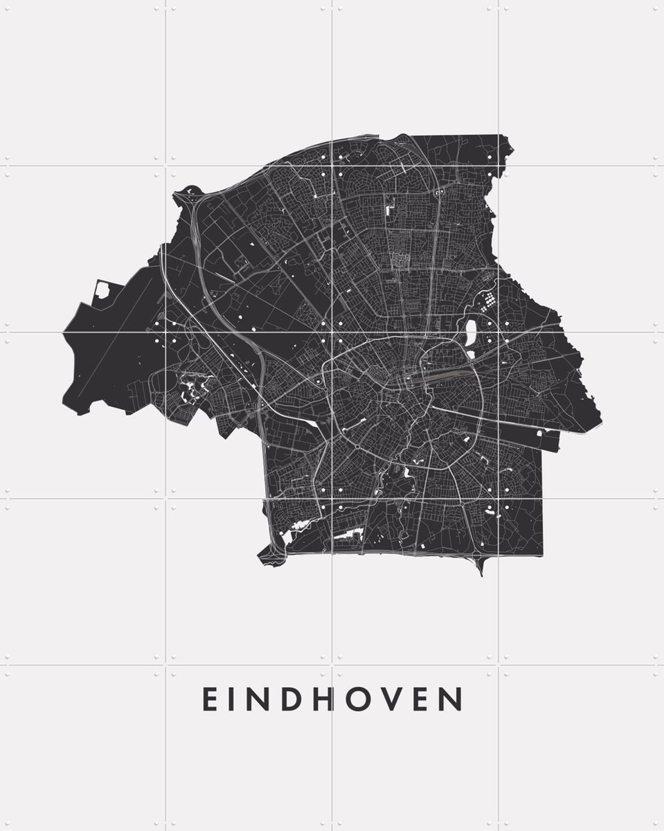 IXXI Eindhoven City Map, Kunst in Kaart - 80 x 100 cm - Gratis ophangtool - Grote wanddecoratie en posters - Grafisch Ontwerp, Geometrische Kunst