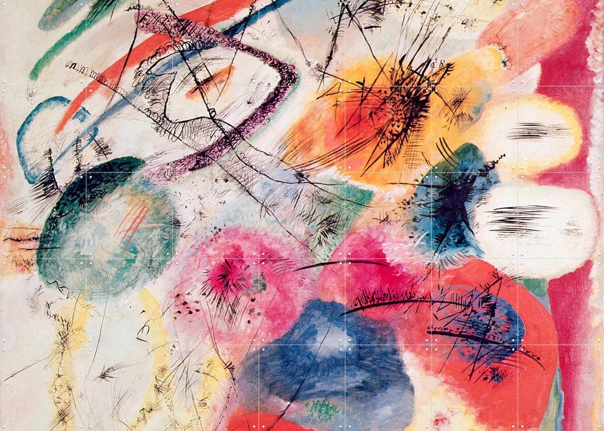 IXXI Black Lines, Kandinsky & Bridgeman Images - 140 x 100 cm - Gratis ophangtool - Grote wanddecoratie en posters - Klassiek, Kleurrijk, Olieverf