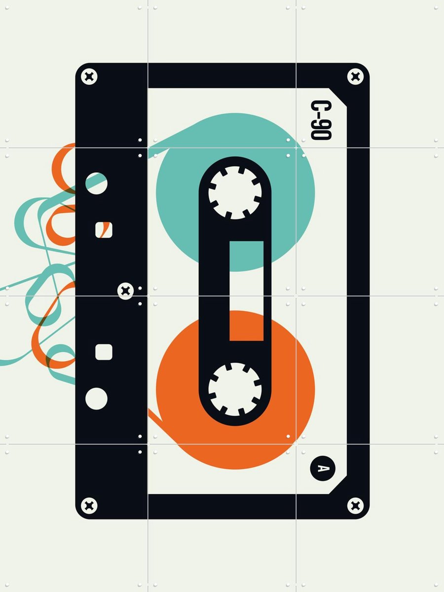 IXXI Mixtape, Bo Lundberg - 60 x 80 cm - Gratis ophangtool - Grote wanddecoratie en posters - Geometrische Kunst, Vintage, Minimalisme, Retro