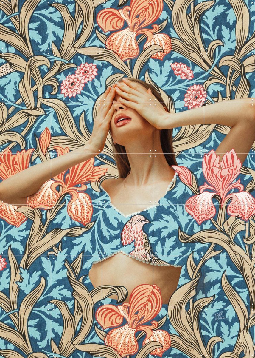 IXXI Hide and Seek, Paste in Place - 100 x 140 cm - Gratis ophangtool - Grote wanddecoratie en posters - Kleurrijk, Illustraties, Klassiek, Gemengde