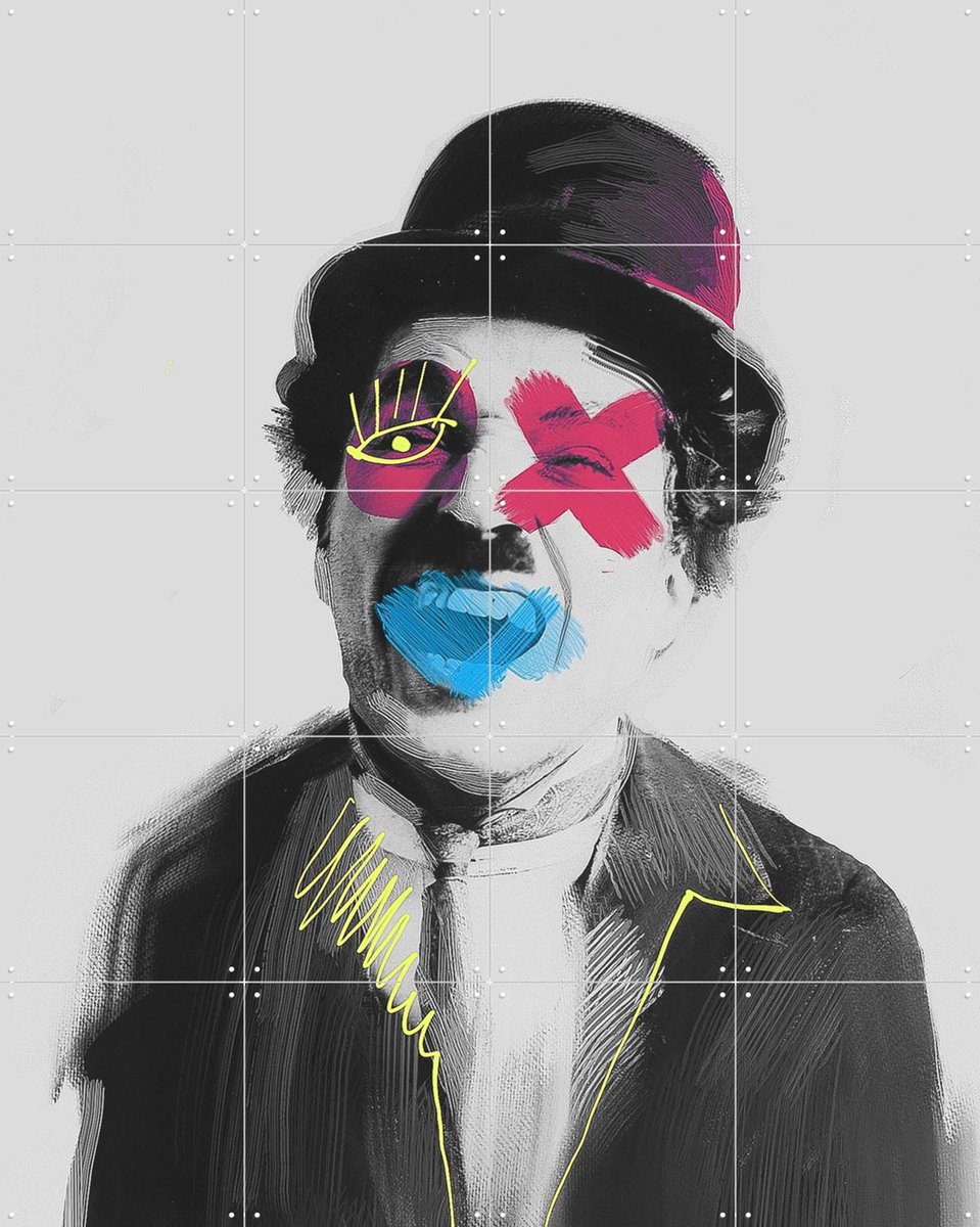 IXXI Silly Charlie, Pop-art by Tadej - 80 x 100 cm - Gratis ophangtool - Grote wanddecoratie en posters - Illustraties, Kleurrijk, Pop art, Digitale