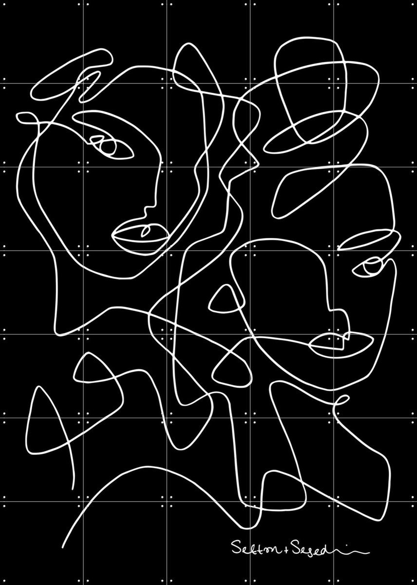 IXXI The Blossoming black, Sefton & Segedin - 100 x 140 cm - Gratis ophangtool - Grote wanddecoratie en posters - Line art, Illustraties, Grafisch
