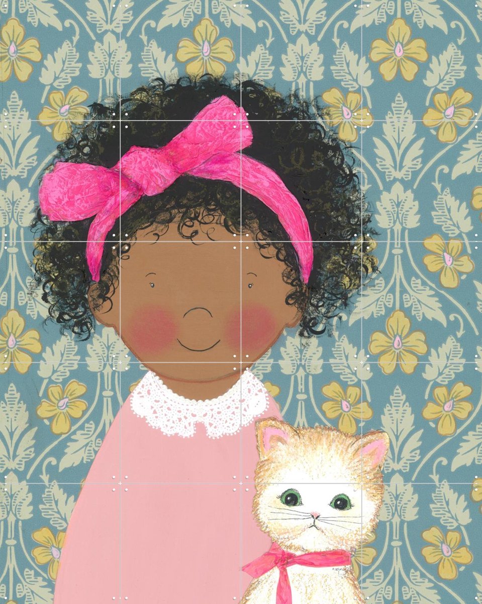 IXXI Poezenkind, Desirée van Hattem - 80 x 100 cm - Gratis ophangtool - Grote wanddecoratie en posters - Illustraties, Kleurrijk, Fantasierijk
