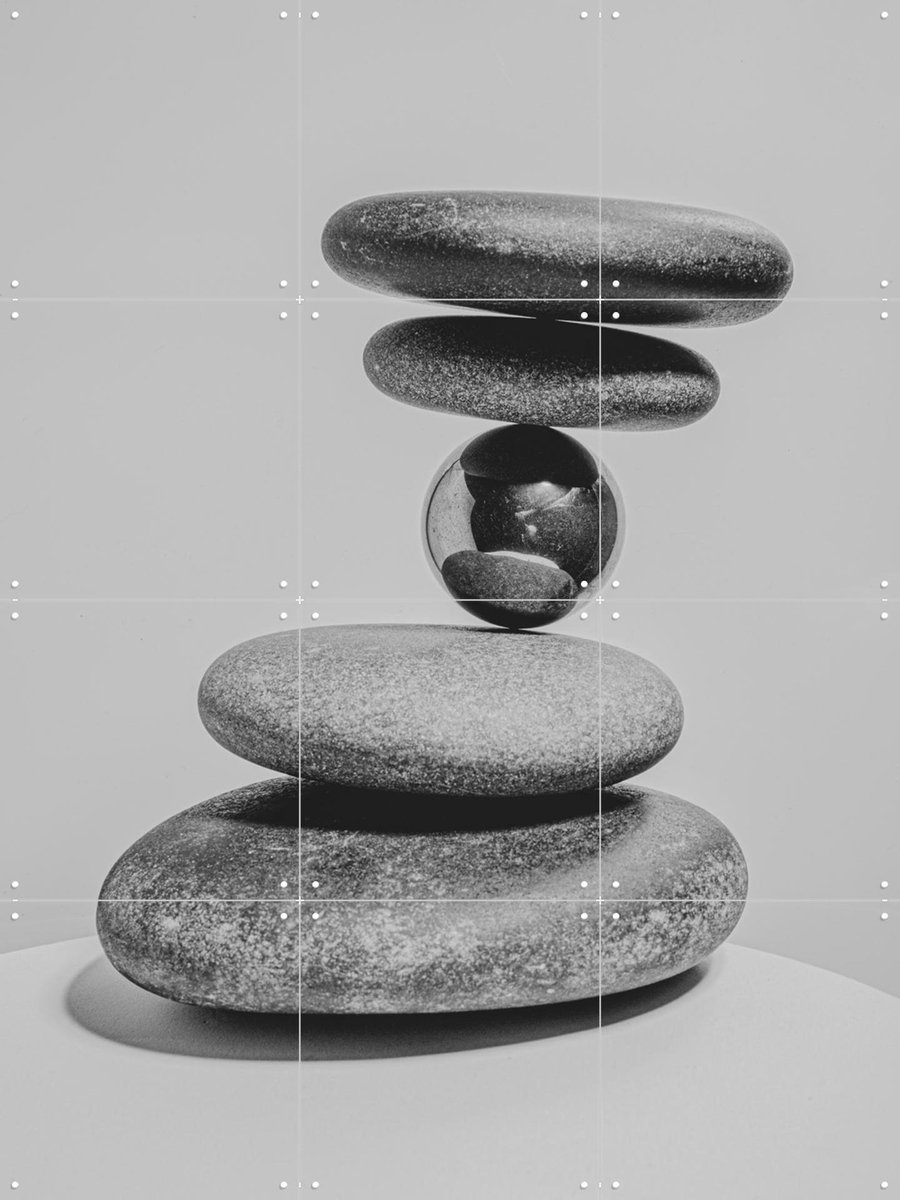 IXXI Balanced Stones with Blackpearl, Sander van Laar - 60 x 80 cm - Gratis ophangtool - Grote wanddecoratie en posters - Fotografie, Geometrische