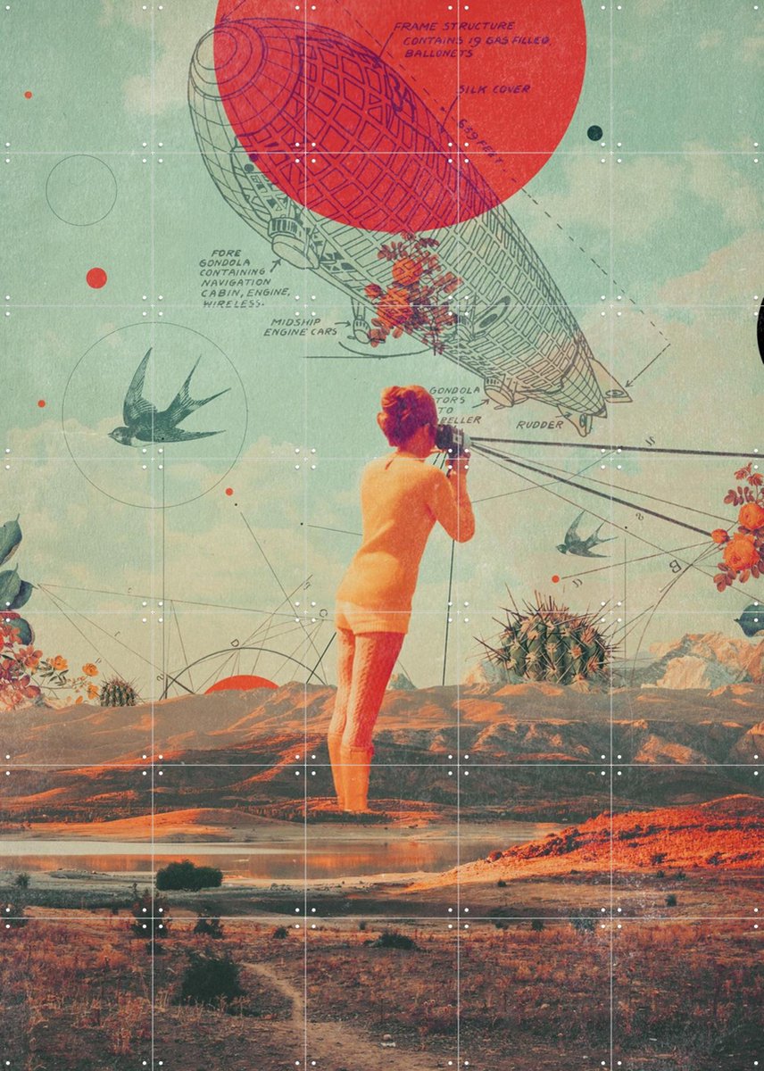 IXXI Rover, Frank Moth - 100 x 140 cm - Gratis ophangtool - Grote wanddecoratie en posters - Vintage, Digitale Kunst, Collage, Gemengde Technieken