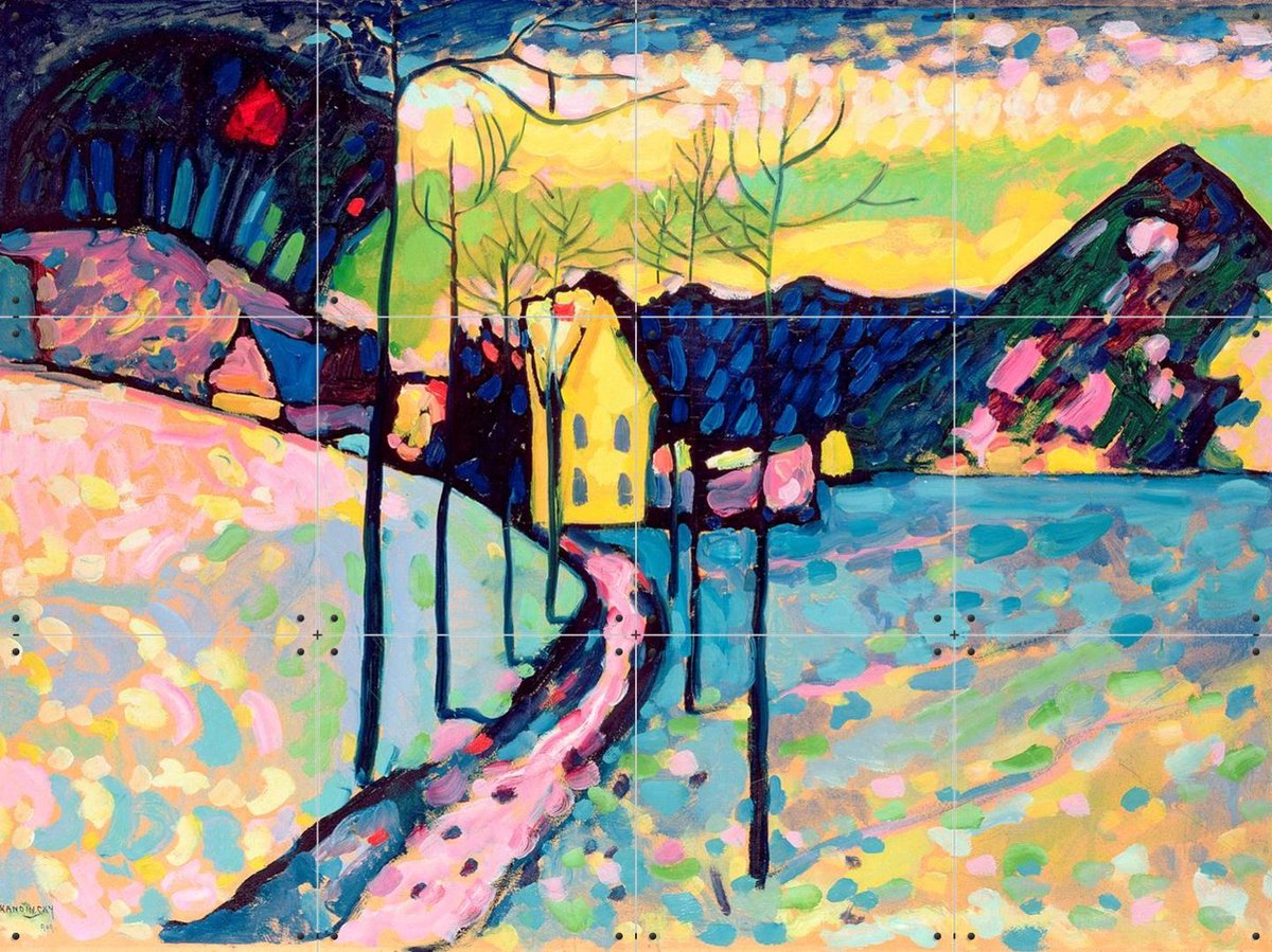 IXXI Winter Landscape, Kandinsky - 80 x 60 cm - Gratis ophangtool - Grote wanddecoratie en posters - Postimpressionisme, Kleurrijk, Klassiek
