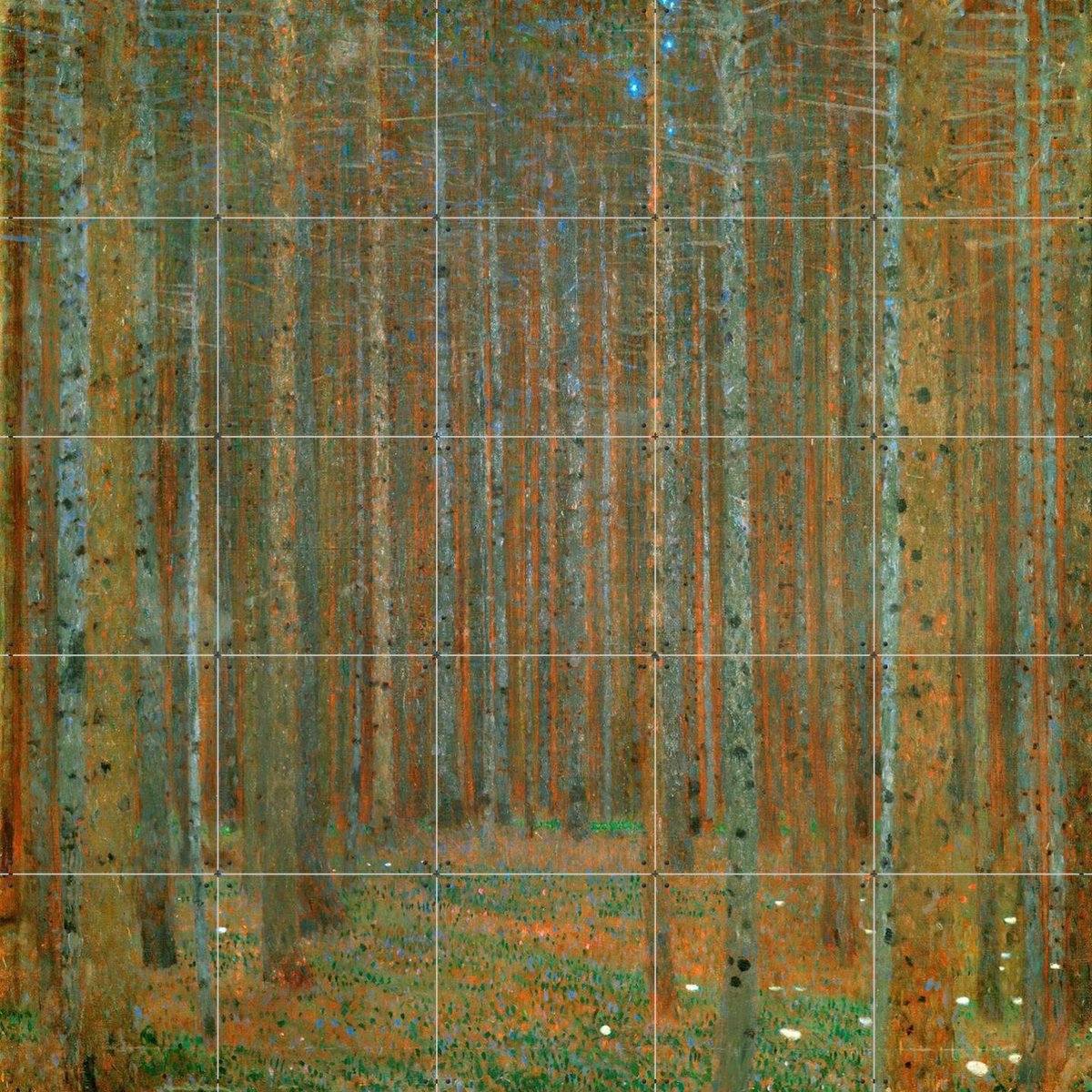IXXI Fir Forest I, Gustav Klimt & Bridgeman Images - 100 x 100 cm - Gratis ophangtool - Grote wanddecoratie en posters - Art Nouveau, Olieverf