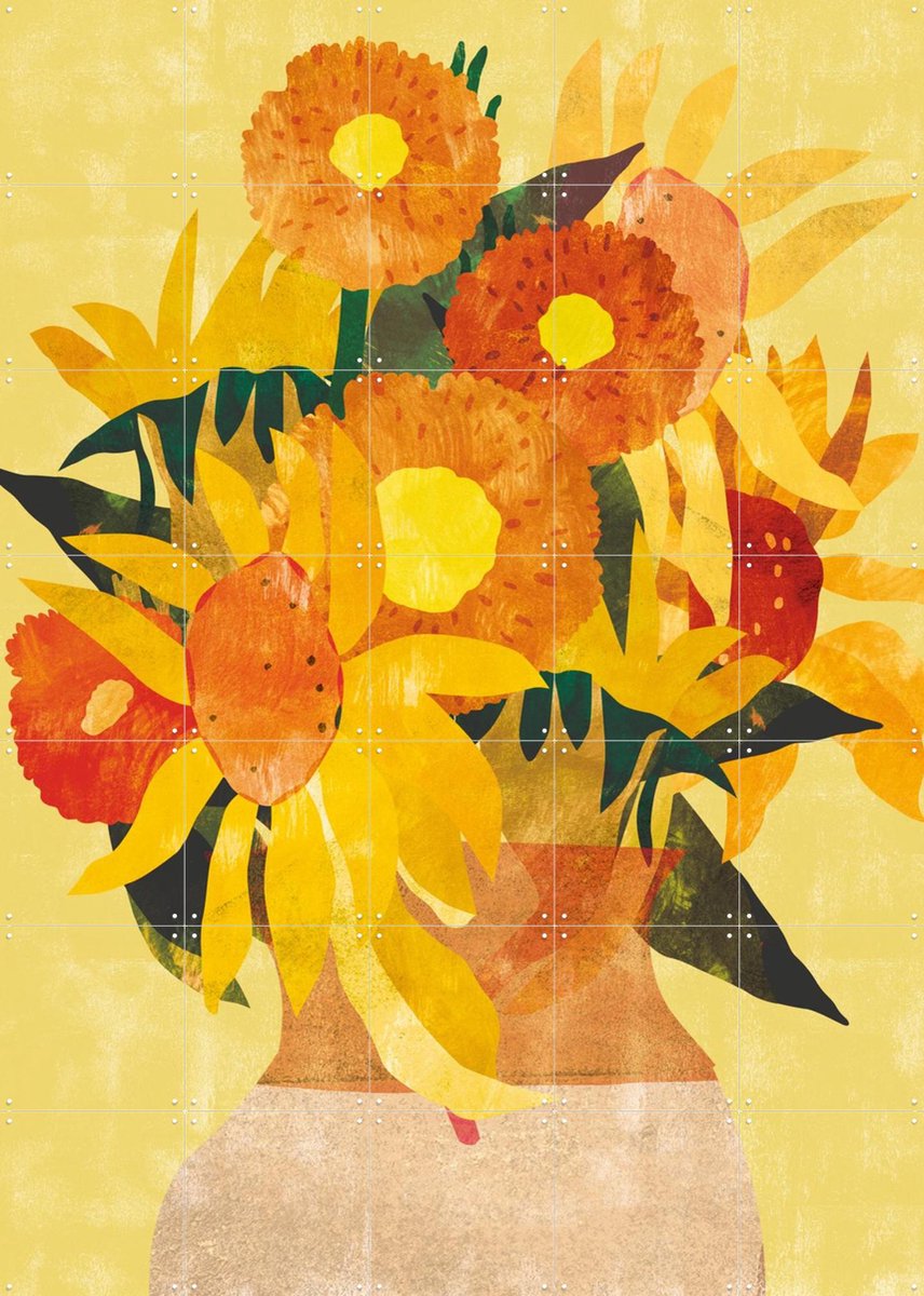 IXXI Sunflowers in a Vase, Lotte Dirks & Van Gogh 21st Century - 100 x 140 cm - Gratis ophangtool - Grote wanddecoratie en posters - Klassiek