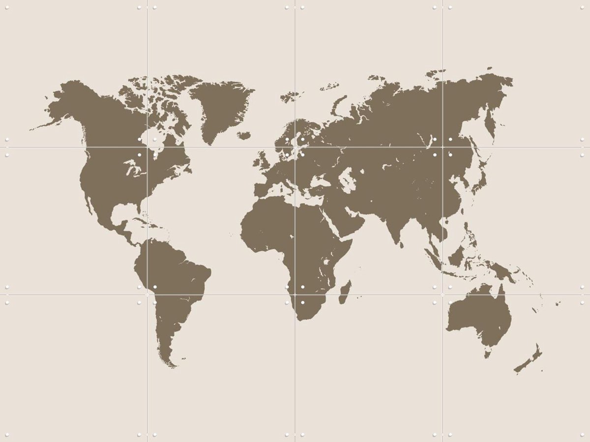 IXXI World Map gold, Kunst in Kaart - 80 x 60 cm - Gratis ophangtool - Grote wanddecoratie en posters - Minimalisme, Abstract, Geometrische Kunst