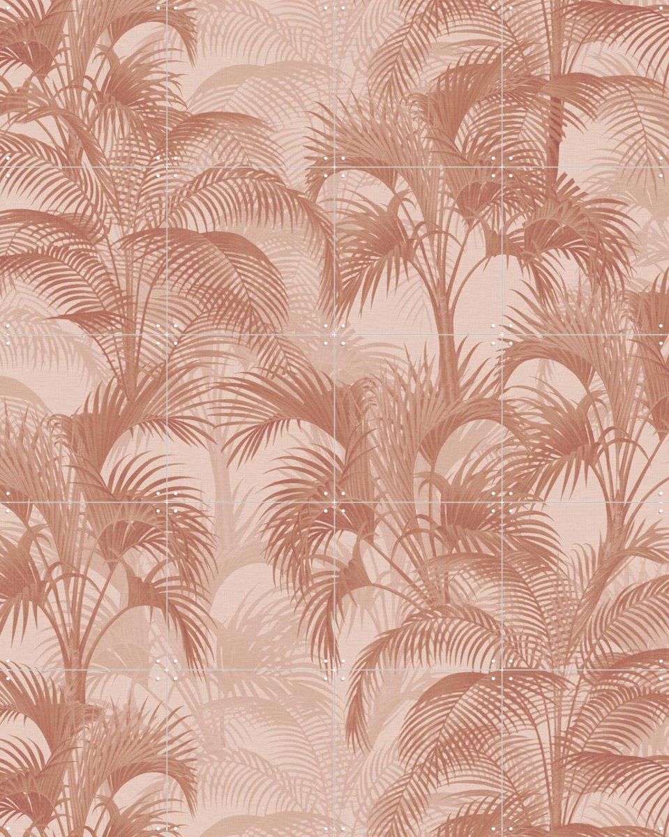 IXXI Tropical Palm Leaves - terra, Bloomery Decor - 80 x 100 cm - Gratis ophangtool - Grote wanddecoratie en posters - Houtsnede, Grafisch Ontwerp