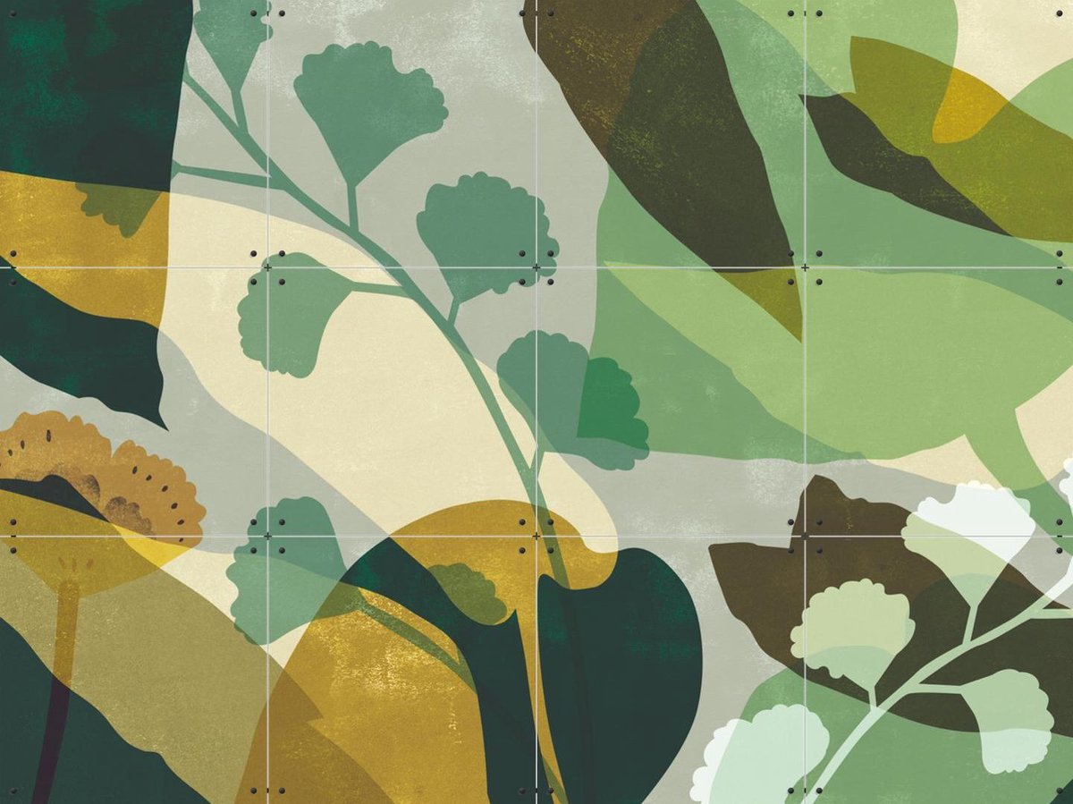 IXXI Leaves Green, Lotte Dirks - 80 x 60 cm - Gratis ophangtool - Grote wanddecoratie en posters - Illustraties, Digitale Kunst, Grafisch Ontwerp