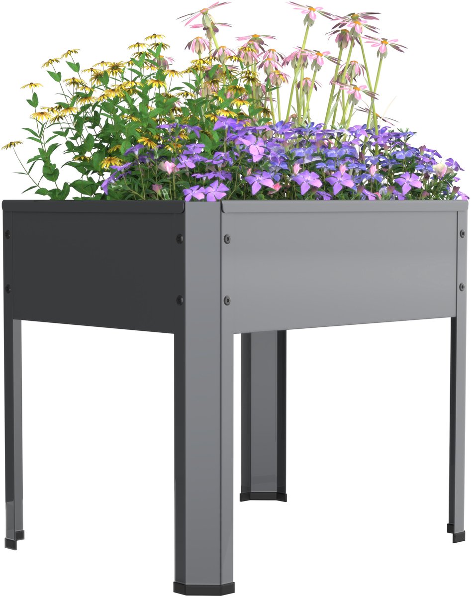 VCM Metall Hochbeet 50x40x45 cm, stehender Pflanzkasten für Balkon Terrasse Garten, Blumenkasten auf Beinen, Balora M