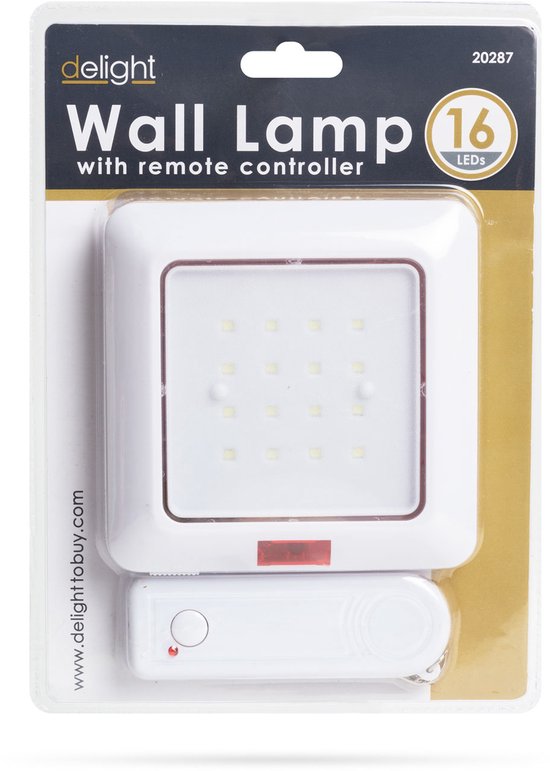 Wandlamp op Batterijen - Met Afstandsbediening - 16x LED - Compact Formaat - Wit - Inclusief Bevestigingsschroef - Bereik tot 10m - Voor Sfeerverlichting, Nachtlamp & Decoratief Gebruik [20287] van Merkloos — afbeelding 3