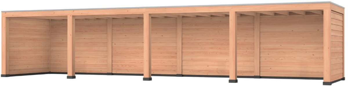 Douglas overkapping, 1200 x 300, met achterwand en twee zijwanden, Westwood Modern Plus