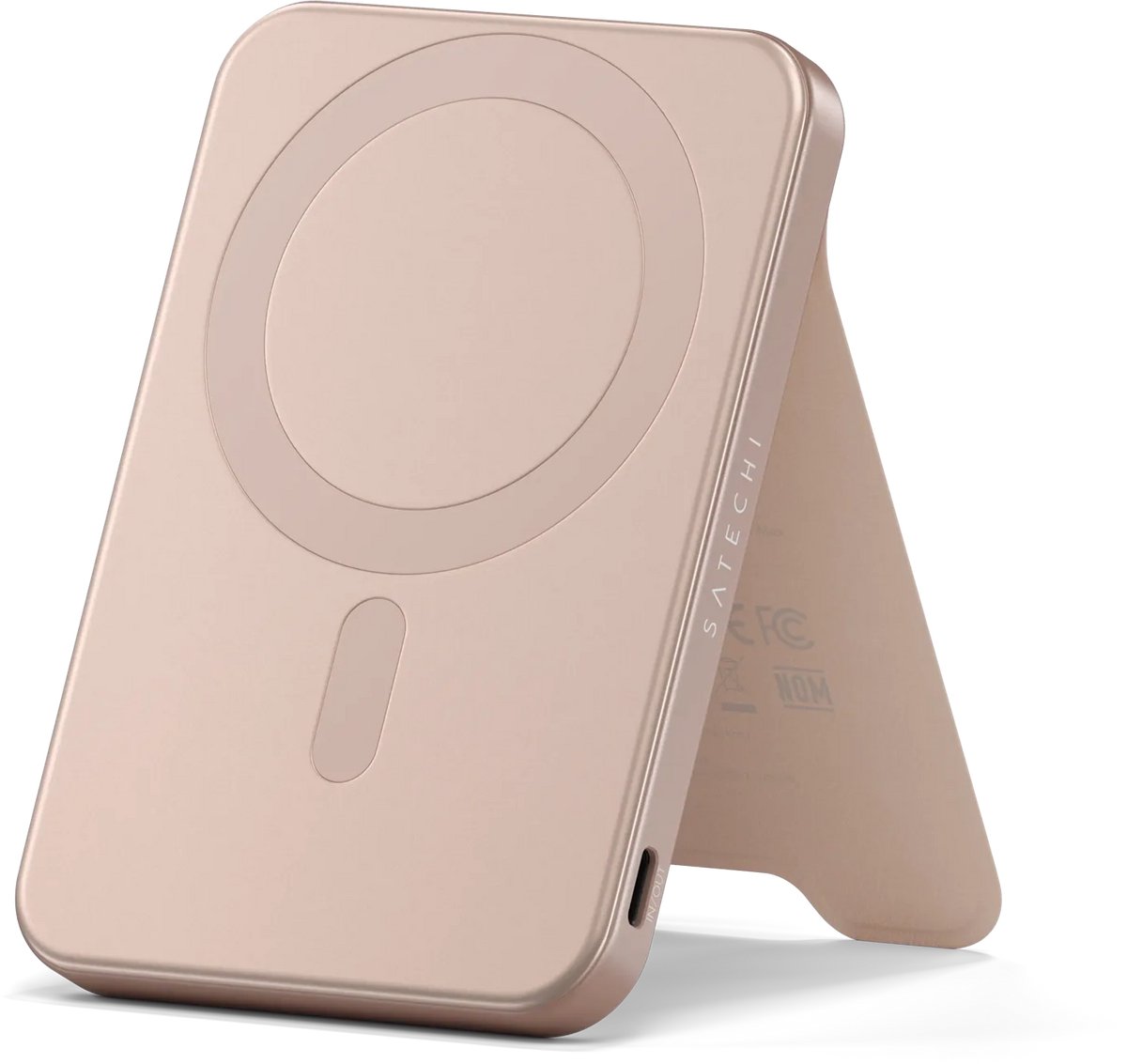 Satechi OntheGo Magnetische Qi2 Power Bank met Stand – 5.000mAh Batterijcapaciteit – 20W USB-C Oplaadvermogen – Premium Materialen voor Duurzaamheid - Roze