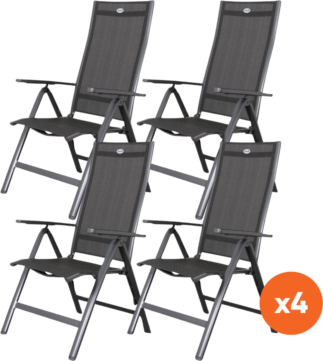 Set van 4 - Hartman verstelbare aluminium tuinstoel Roma