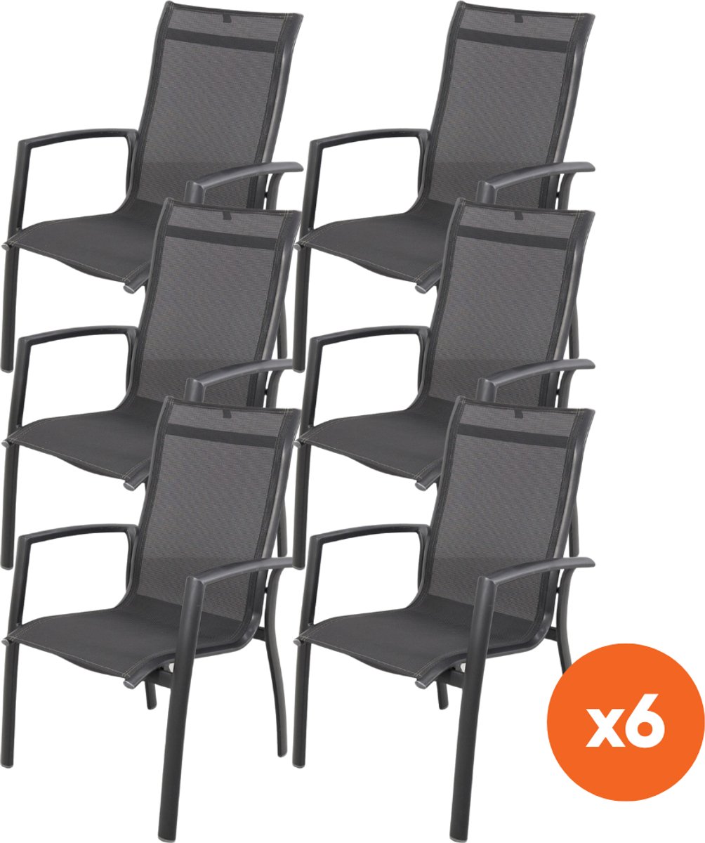 Set van 6 - Kettler Legato Curve aluminium stapelstoel
