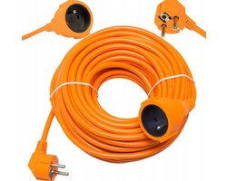 foto van Stevige Oranje Verlengkabel 30m – Ideaal voor Tuin, Bouw en Camping!