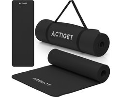 Actiget® Yogamat - Extra Dik - Inclusief Draagriem - 183 x 61 x 1,5 CM - Zwart