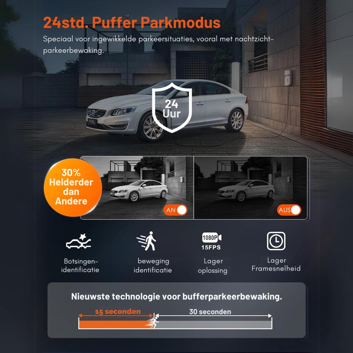 Aurixi® Dual Dashcam - Voor en Achter Camera – Auto Camera Met Nachtzicht - Zwart- 14cm x 15cm x 11cm – foto 3
